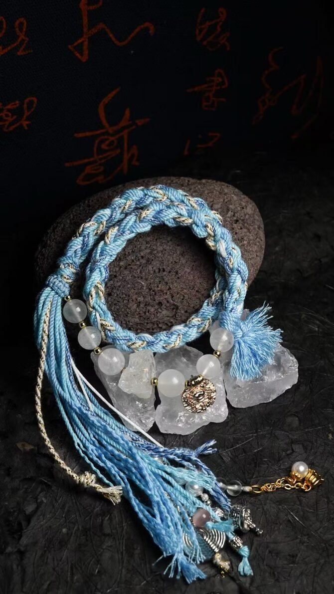 Cancer Guardian Bracelet - Moonstone + Seafoam Cord | Lunar Healing Stone