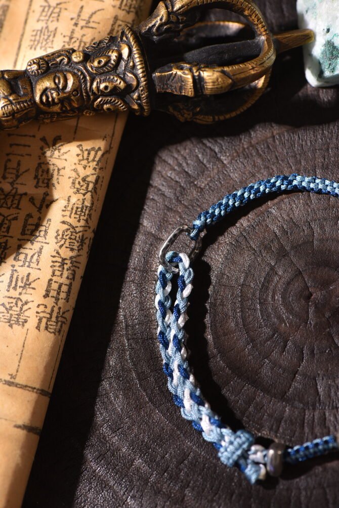 Tibetan handmade braided bracelet with natural raw stone, zodiac inspired spiritual jewelry