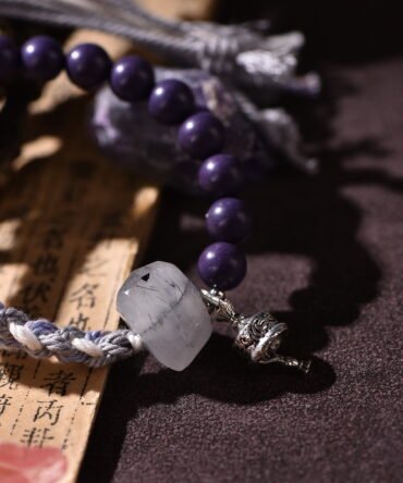 Tibetan handmade braided bracelet with natural raw stone, zodiac inspired spiritual jewelry