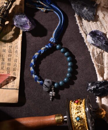 Tibetan handmade braided bracelet with natural raw stone, zodiac inspired spiritual jewelry