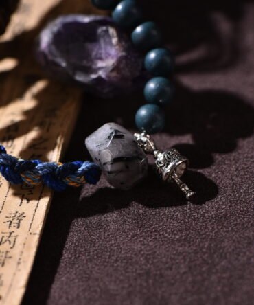Tibetan handmade braided bracelet with natural raw stone, zodiac inspired spiritual jewelry
