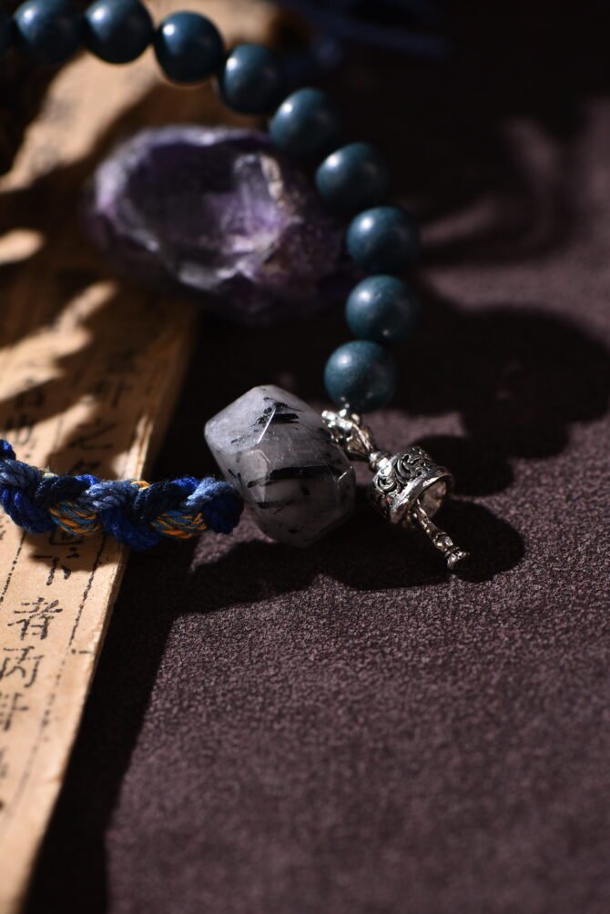 Tibetan handmade braided bracelet with natural raw stone, zodiac inspired spiritual jewelry