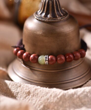 Tibetan handmade braided bracelet with natural raw stone, zodiac inspired spiritual jewelry