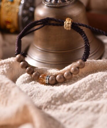 Tibetan handmade braided bracelet with natural raw stone, zodiac inspired spiritual jewelry