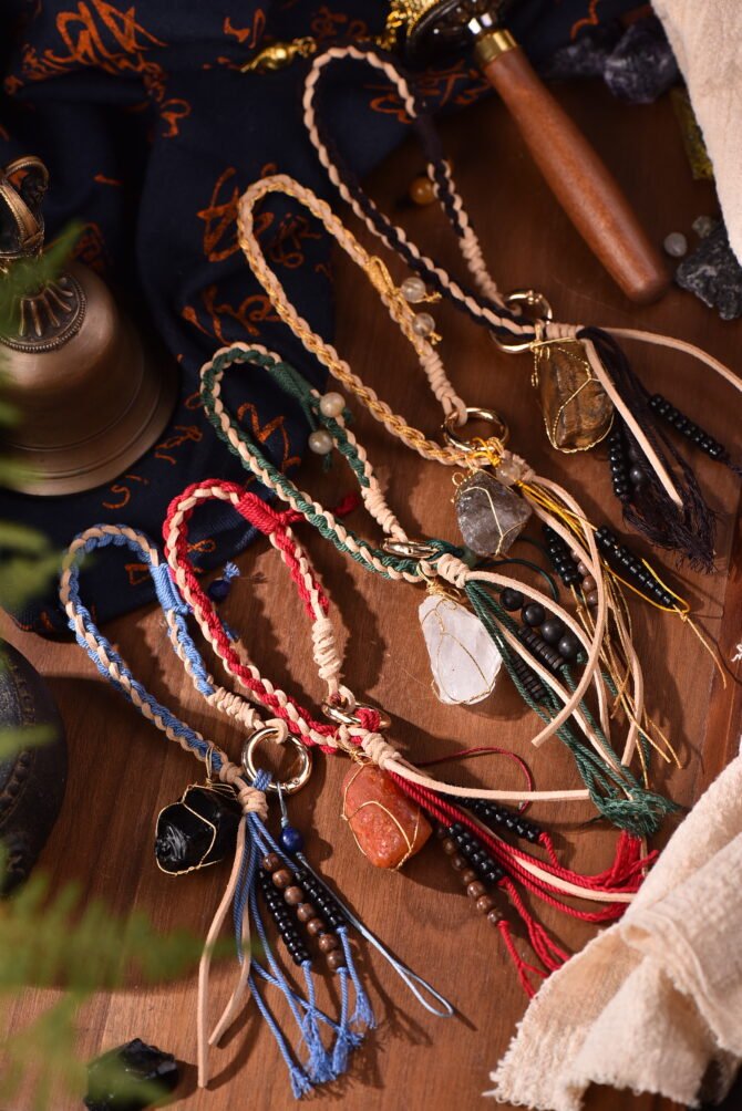 Metal Element Clarity Phone Strap  - Smoky Quartz + Shimmering Braid |  Five Elements Vitalizer - Image 3