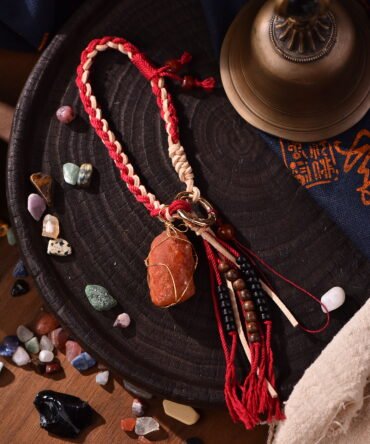 Fire Element Ignition Phone Strap - Red Agate + Red-White Cord |  Five Elements Vitalizer