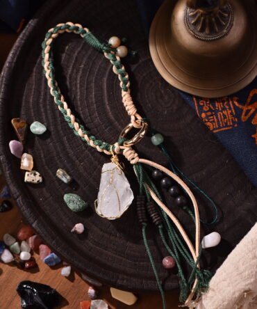 Water-Wood Flow Mobile Charm - Clear Quartz Wrapped | Five Elements Vitalizer