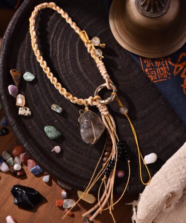 Metal Element Clarity Phone Strap  - Smoky Quartz + Shimmering Braid |  Five Elements Vitalizer