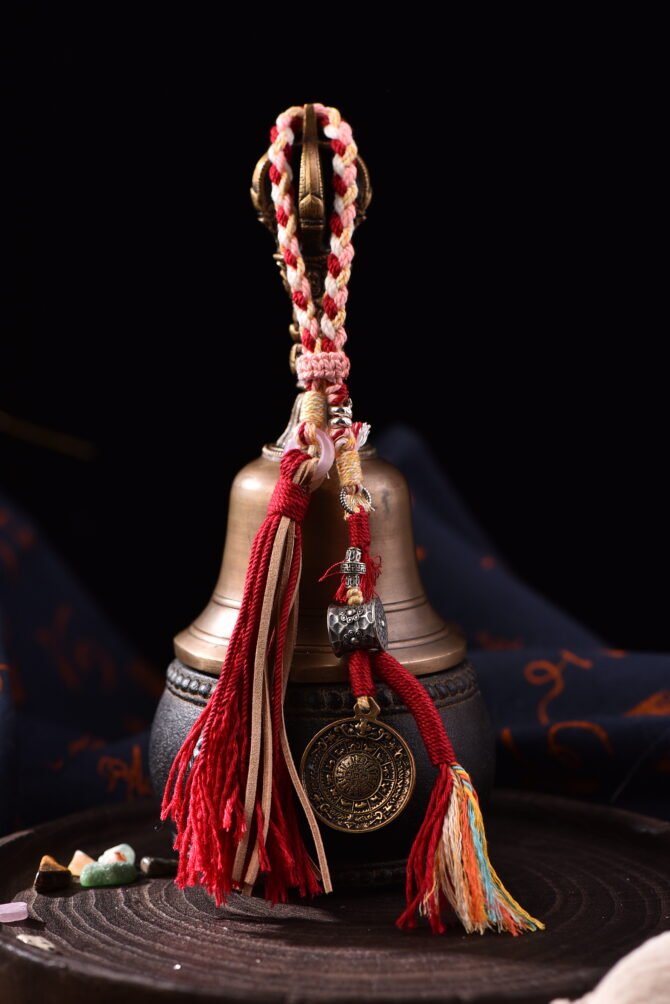 Bagua Auspicious Tassel - Red-White Cord + Colorful Base | Charm of Directional Fortune