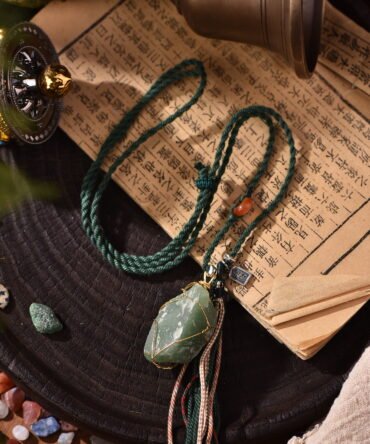Eastling Jade Long Adjustable Necklace - Green & Colorful Thread | Stone of Lush Fortune