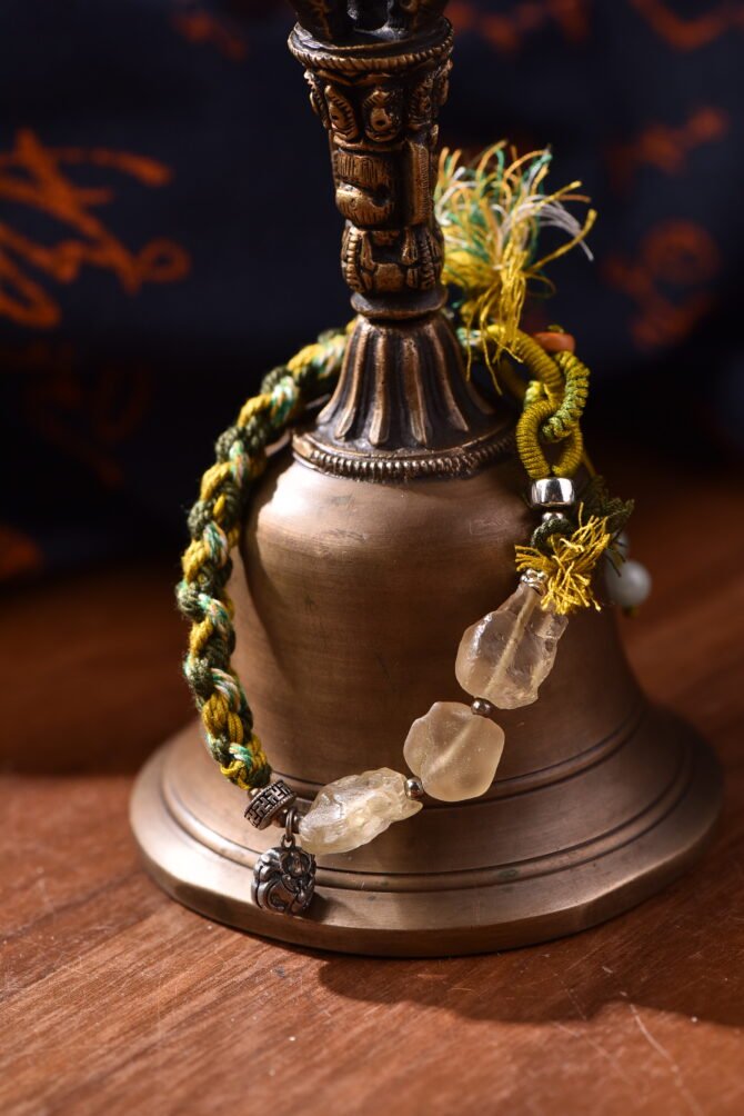 Tibetan handmade braided bracelet with natural raw stone, zodiac inspired spiritual jewelry