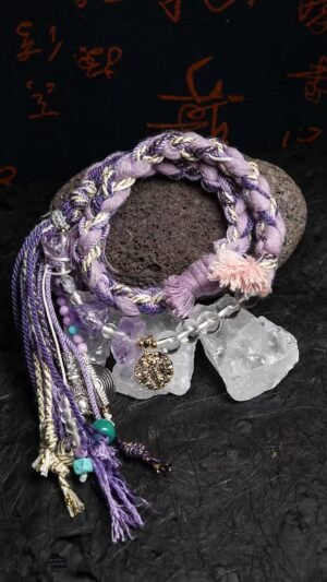 Virgo Earth-Weaved Grace Bracelet - Purple & Cream