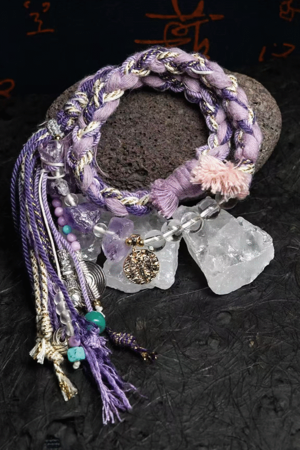 Virgo Earth-Weaved Grace Bracelet - Purple & Cream