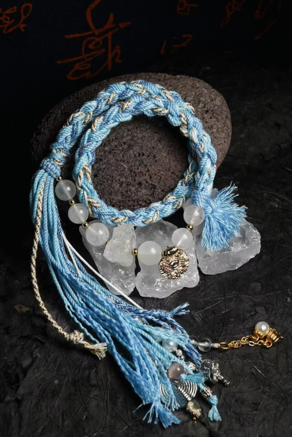 Cancer Tide-Weaved Nurture Bracelet - White & Light Blue