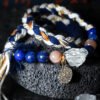 Aquarius Breeze-Weaved Vision Bracelet - White & Gold-Blue