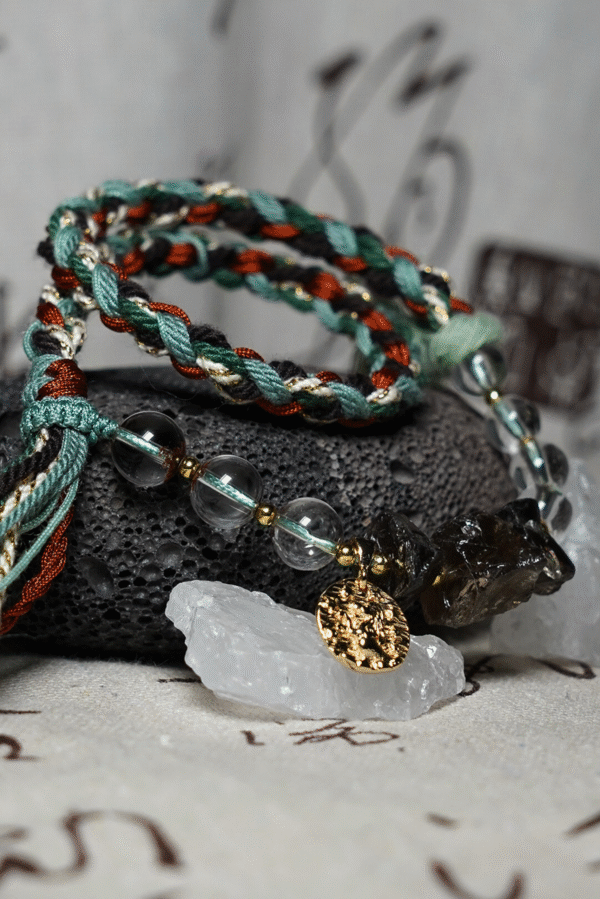 Capricorn Earth-Weaved Steadfast Bracelet - Deep Brown & Forest Green