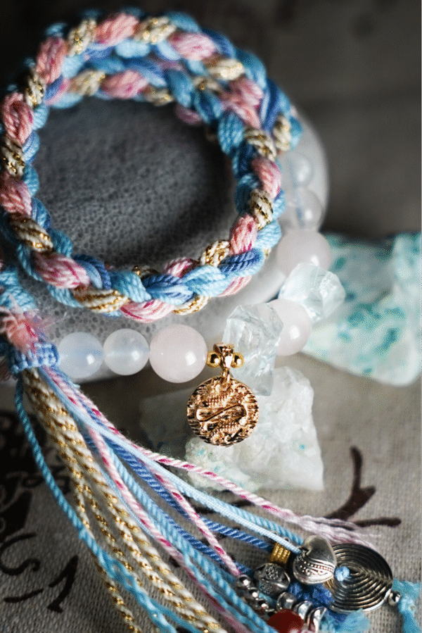 Pisces Tide-Weaved Dream Bracelet - Light Blue & Blush