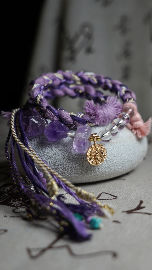 Virgo Earth-Weaved Grace Bracelet - Purple & Cream