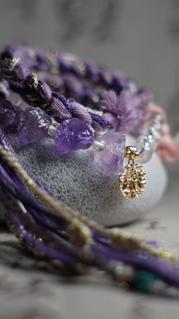 Virgo Earth-Weaved Grace Bracelet - Purple & Cream
