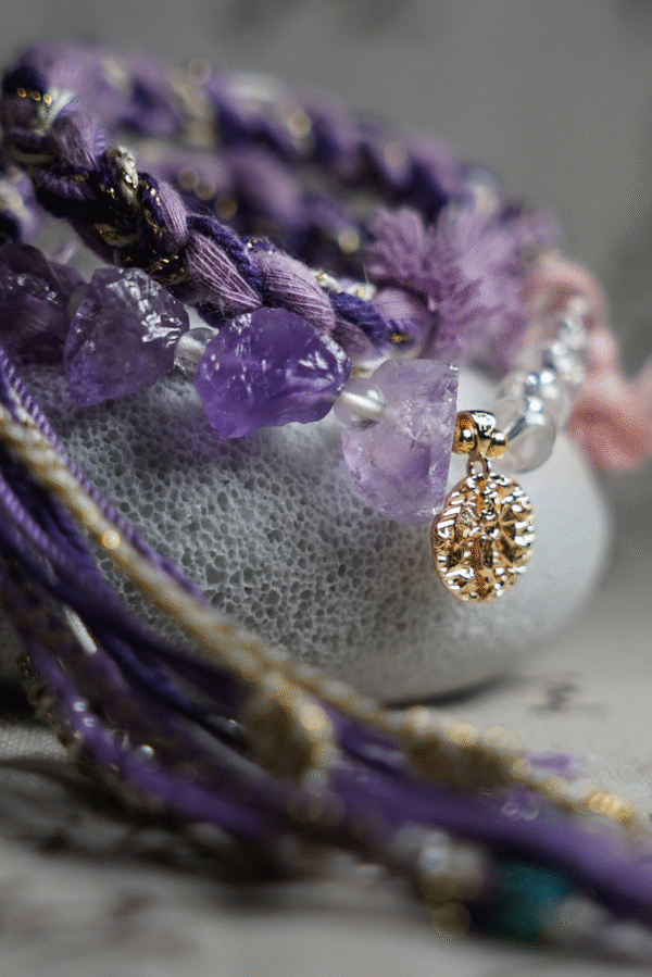 Virgo Earth-Weaved Grace Bracelet - Purple & Cream