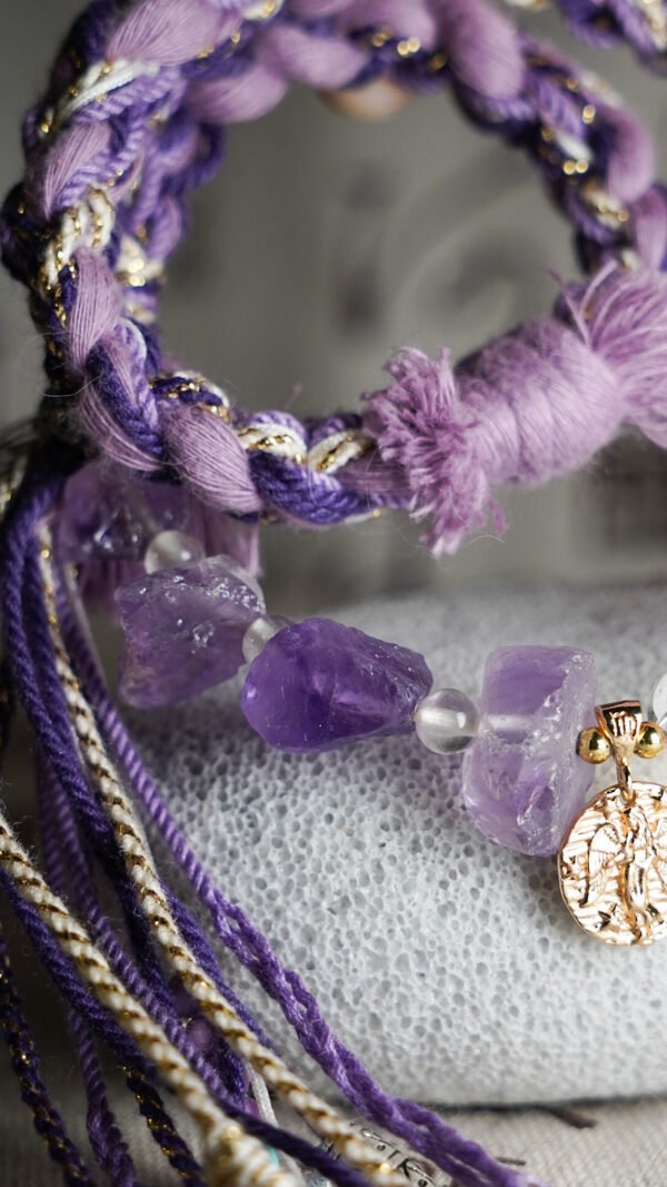 Virgo Earth-Weaved Grace Bracelet - Purple & Cream