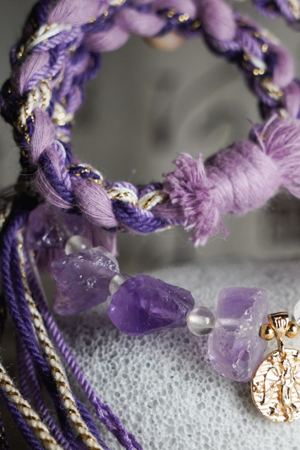 Virgo Earth-Weaved Grace Bracelet - Purple & Cream