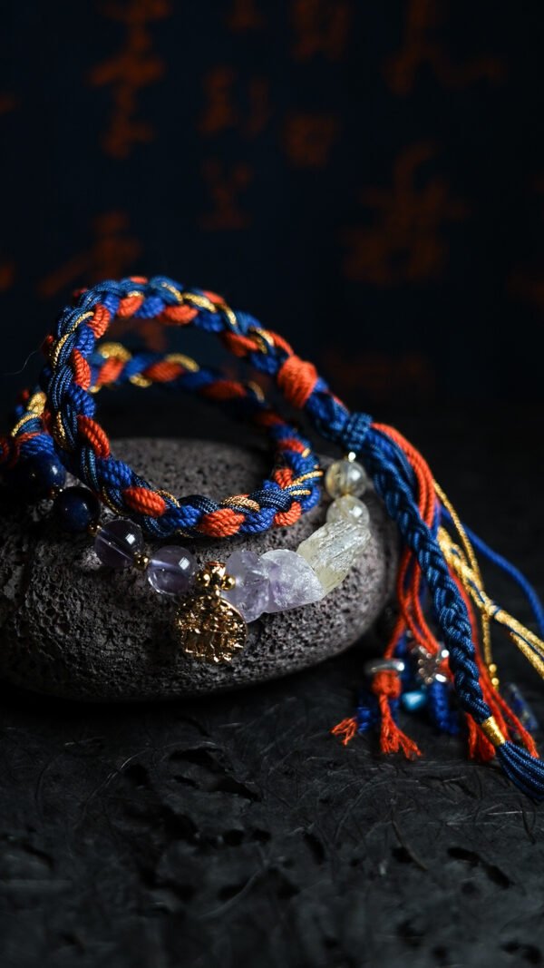 Sagittarius Flame-Weaved Adventure Bracelet - Deep Blue & Gold