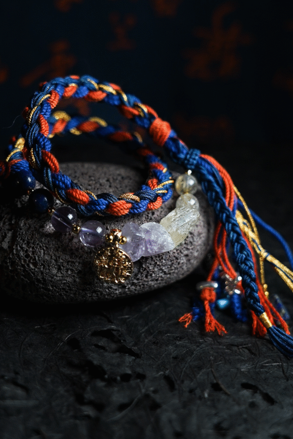 Sagittarius Flame-Weaved Adventure Bracelet - Deep Blue & Gold