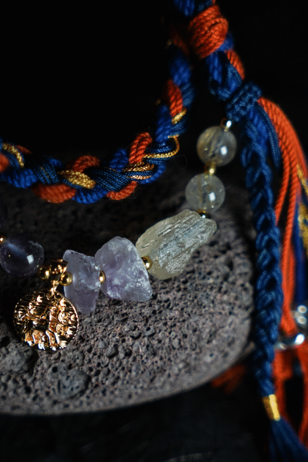 Sagittarius Flame-Weaved Adventure Bracelet - Deep Blue & Gold