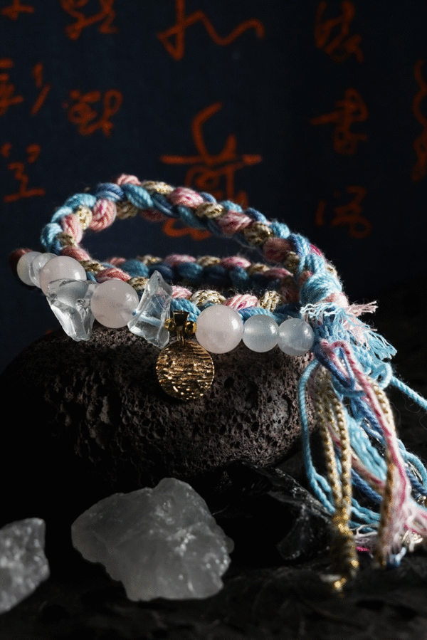 Pisces Tide-Weaved Dream Bracelet - Light Blue & Blush