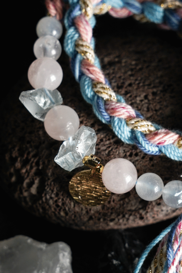 Pisces Tide-Weaved Dream Bracelet - Light Blue & Blush