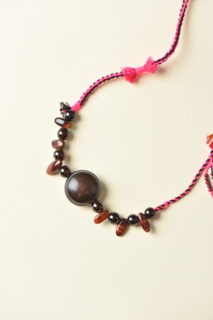 Pink & Black Sweet Edge Statement Necklace - Eye Agate & Tiger Eye Pink & Black Sweet Edge Statement Necklace - Eye Agate & Tiger Eye