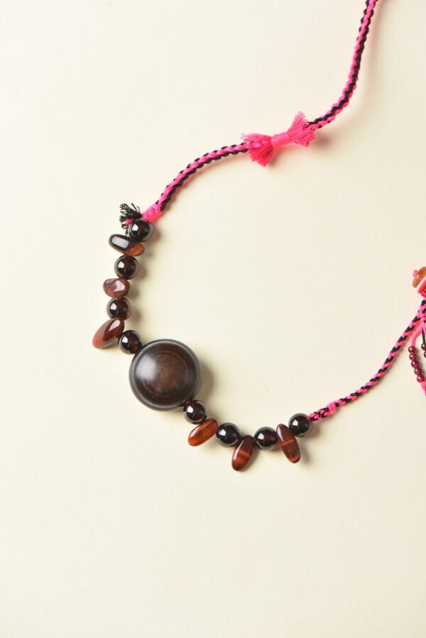 Pink & Black Sweet Edge Statement Necklace - Eye Agate & Tiger Eye