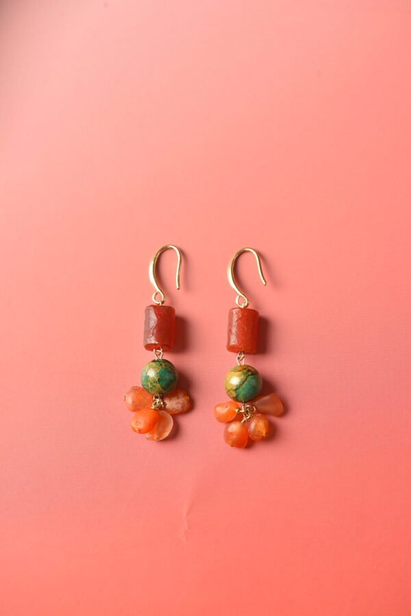 Handmade Christmas Joy Earrings - Ancient Agate & Green Magnesite