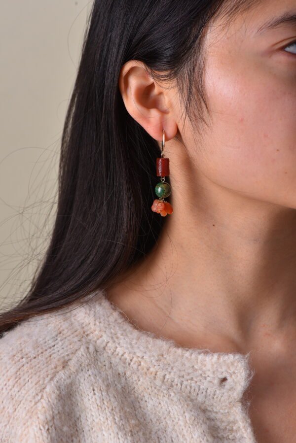 Handmade Christmas Joy Earrings - Ancient Agate & Green Magnesite