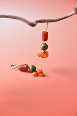 Handmade Christmas Joy Earrings - Ancient Agate & Green Magnesite