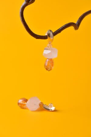 Handmade Fortune & Vitality Earrings - Citrine & Black Rutilated Quartz
