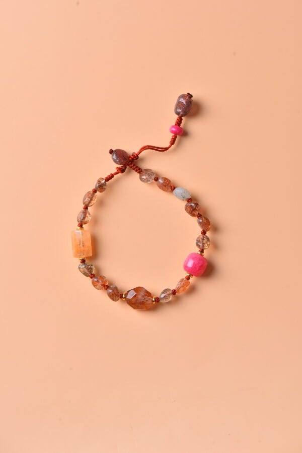 Passionate Vitality Irregular Crystal Bracelet - Red Rabbit Hair & Black Super Seven