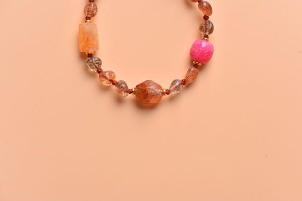 Passionate Vitality Irregular Crystal Bracelet - Red Rabbit Hair & Black Super Seven