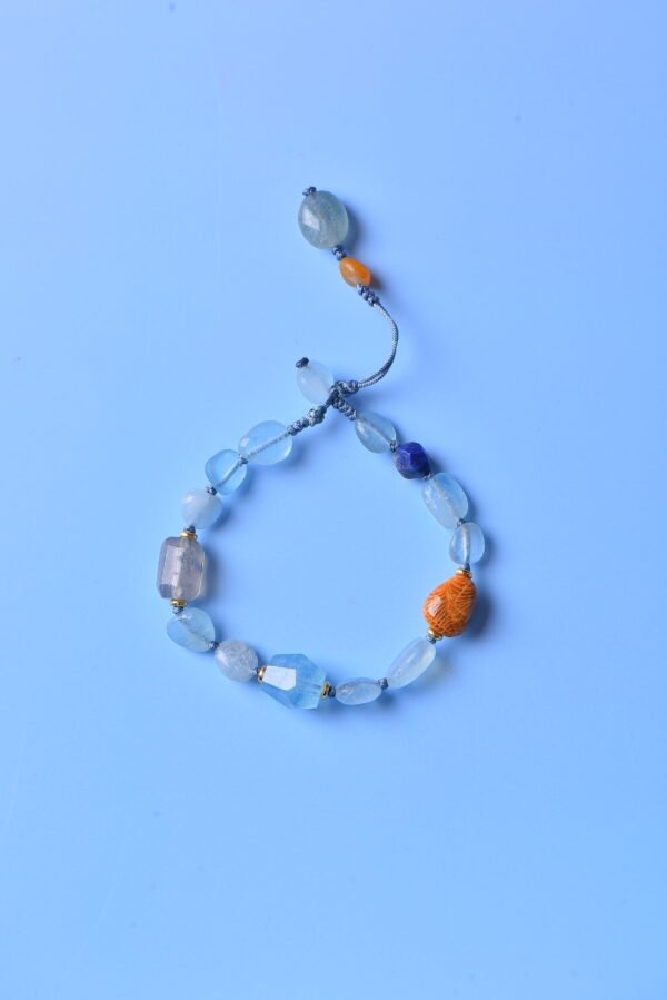 Pure Serenity Irregular Crystal Bracelet - Aquamarine & Lapis Lazuli