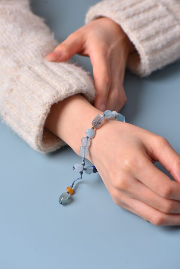 Pure Serenity Irregular Crystal Bracelet - Aquamarine & Lapis Lazuli