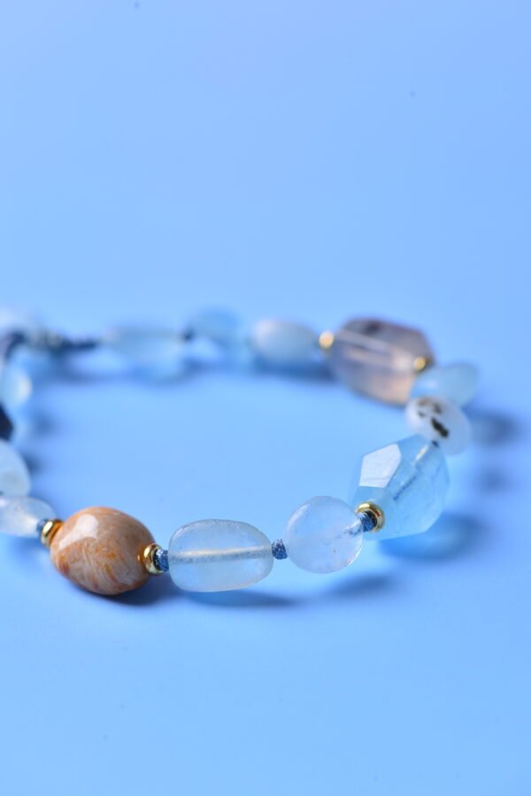 Pure Serenity Irregular Crystal Bracelet - Aquamarine & Lapis Lazuli