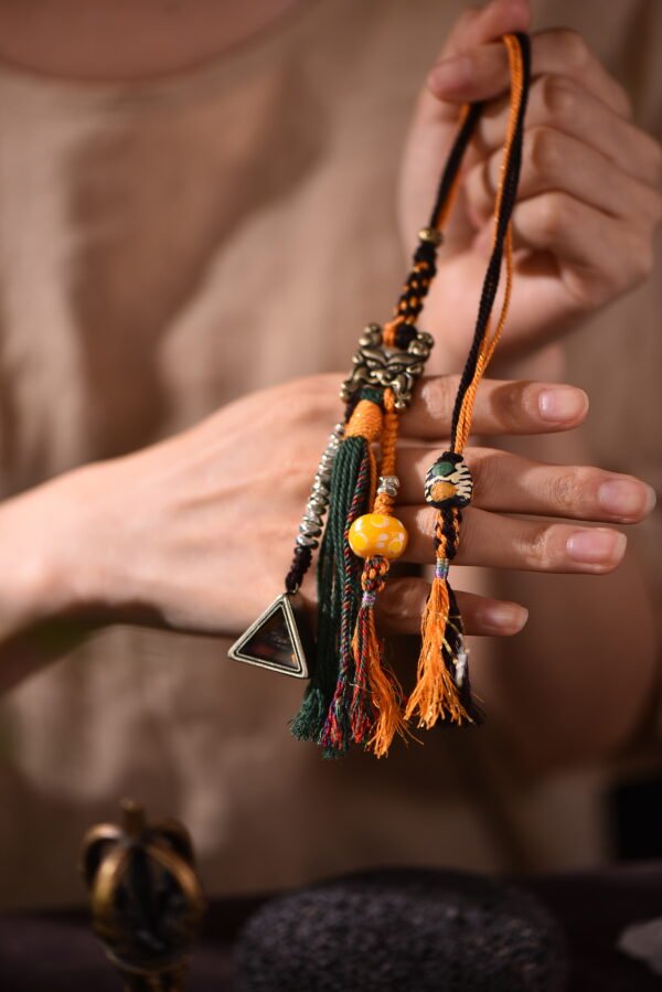 Tibetan Guardian Blessing Bag/Car Charm - Brass Zhibaba & Tsa Tsa