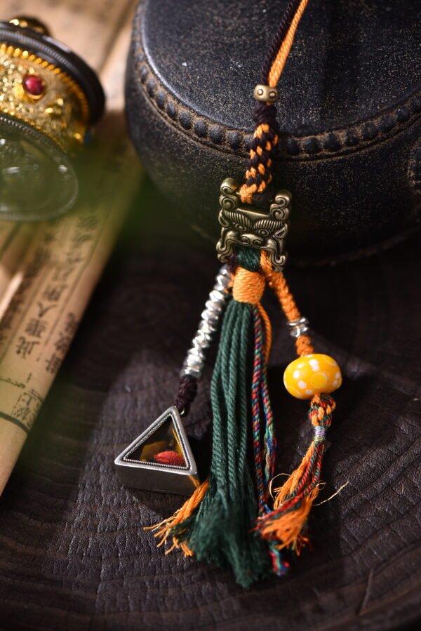Tibetan Guardian Blessing Bag/Car Charm - Brass Zhibaba & Tsa Tsa