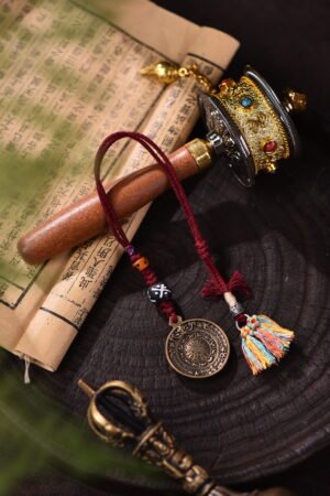 Tibetan Bagua Protection Multi-Use Charm - Yak Bone & Glass Beads Tibetan Bagua Protection Multi-Use Charm - Yak Bone & Glass Beads