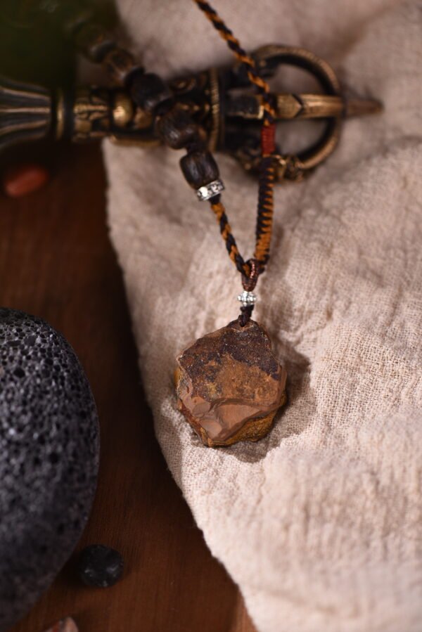 Courage & Stable Fortune Adjustable Raw Stone Necklace - Tiger's Eye & Agarwood Courage & Stable Fortune Adjustable Raw Stone Necklace - Tiger's Eye & Agarwood
