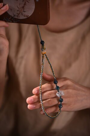 Calm Wisdom Five Elements Water Phone Charm - African Jade & Clear Quartz Calm Wisdom Five Elements Water Phone Charm - African Jade & Clear Quartz