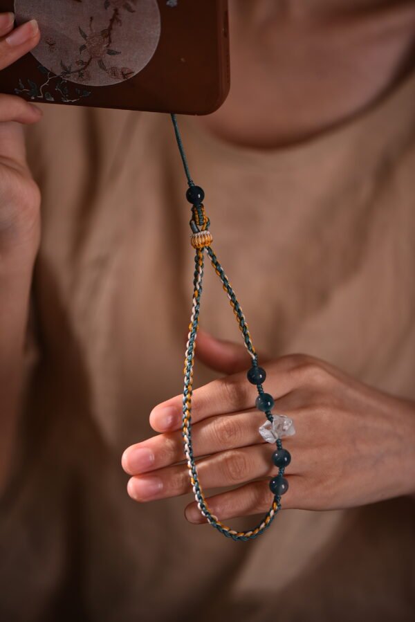 Calm Wisdom Five Elements Water Phone Charm - African Jade & Clear Quartz