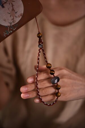 Stable Nourishment Five Elements Earth Phone Charm - Tiger's Eye & Black Rutilated Quartz Stable Nourishment Five Elements Earth Phone Charm - Tiger's Eye & Black Rutilated Quartz