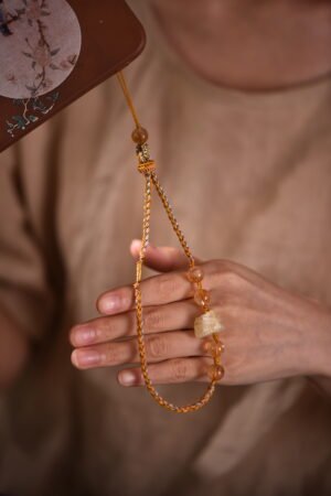 Clear Fortune Five Elements Metal Phone Charm - Citrine Round & Raw Clear Fortune Five Elements Metal Phone Charm - Citrine Round & Raw